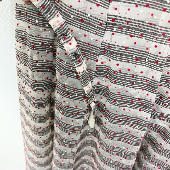 Vintage 50s Dress Sheer Organdy Swiss Dot V Neck Fit and Flare - Picture 7 of 11